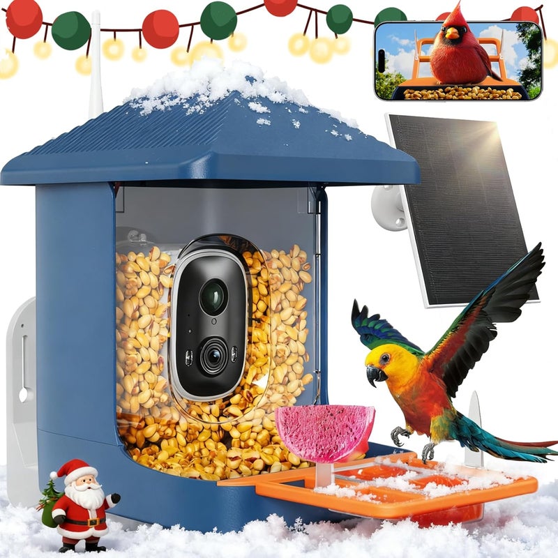 ACCULENZ Smart Bird Feeder with Camera, Solar Powered Bird Feeders for Outdoors, 1.8L 2K AI Identify 10,000+ Birds Species, Birds Feeder Camera IP65 Instant Notification, Ideal Gift for Avian Lovers - Image 1